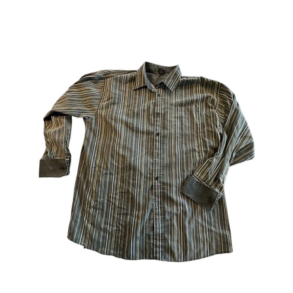 DTEK Jeans Mens Shirts 2XL 90s Striped French Cuff Y2K Long Sleeve See Descrip